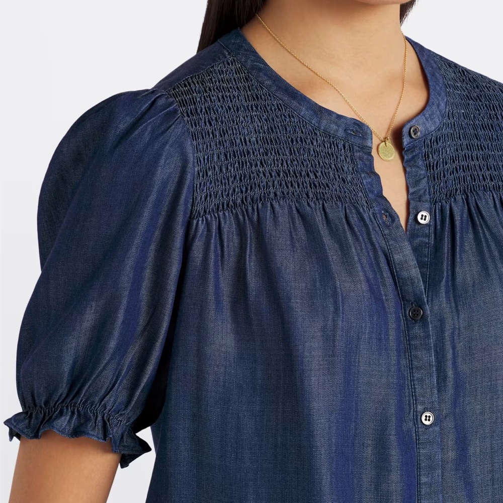 Daniel Rainn Yvette Smocked Button Down Blouse - Picture 4 of 7